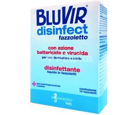 BLUVIR DISINFECT Salviettine disinfettanti ad azione BATTERICIDA E VIRUCIDA 10 fazzoletti