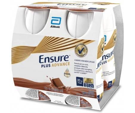 Ensure Plus Advance Alimento a Fini Medici Speciali Iperproteico ed Ipercalorico Cioccolato 4x220ml