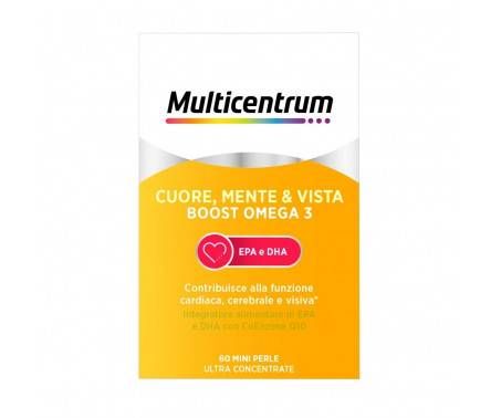Multicentrum Cuore Mente Vista Boost Omega 3 Integratore Alimentare EPA e DHA Coenzima Q10 60 perle