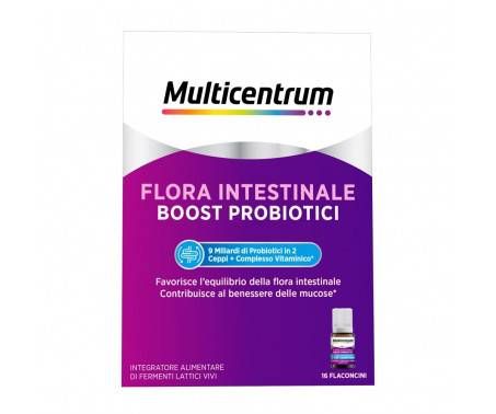 Multicentrum Flora Intestinale Boost Probiotici Integratore Fermenti Lattici Intestino 16 Flaconcini