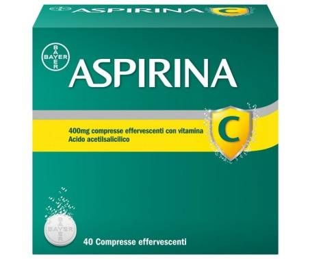 Aspirina C, contro sintomi di Raffreddore, Influenza e Febbre, 400 mg di Acido Acetilsalicilico + 240 mg di Vitamina C, antinfiammatorio e analgesico, 40 Compresse Effervescenti