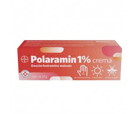 Polaramin, Crema Dermatologica per il Trattamento di Dermatite, Eritema Solare e Punture di Insetto, con 1% di Desclorfeniramina, Allevia il Prurito, Tubo da 25 gr