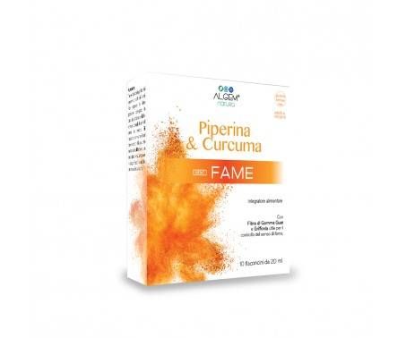 Algem Piperina & Curcuma Meno Fame - Integratore per il controllo del senso di fame - 10 flaconcini da 20 ml