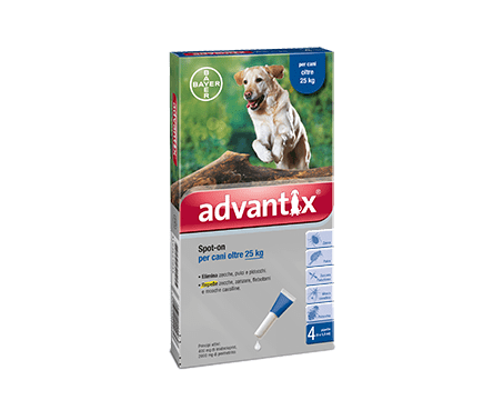 Advantix Spot-On Cani PER CANI oltre i 25 Kg fino ai 40 Kg 4 Pipette Monodose 25-40